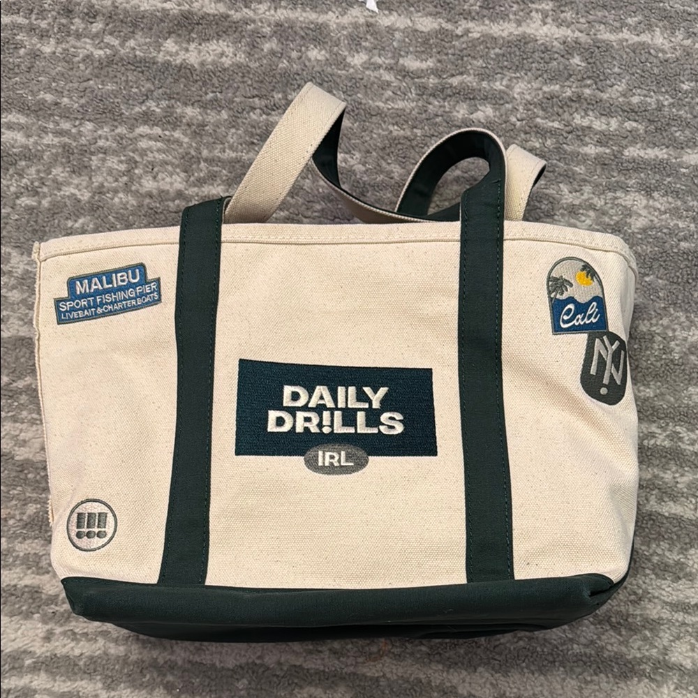 Daily Drills Canvas Tote Bag - Cream and Black